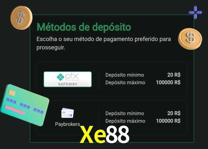 O cassino Xe88 oferece uma grande variedade de métodos de pagamento